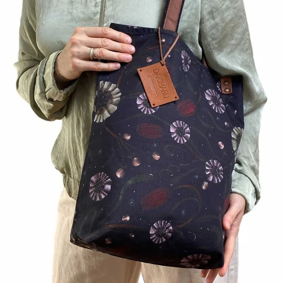 NIGHT FLOWERS, PURPLE - TOTE BAG