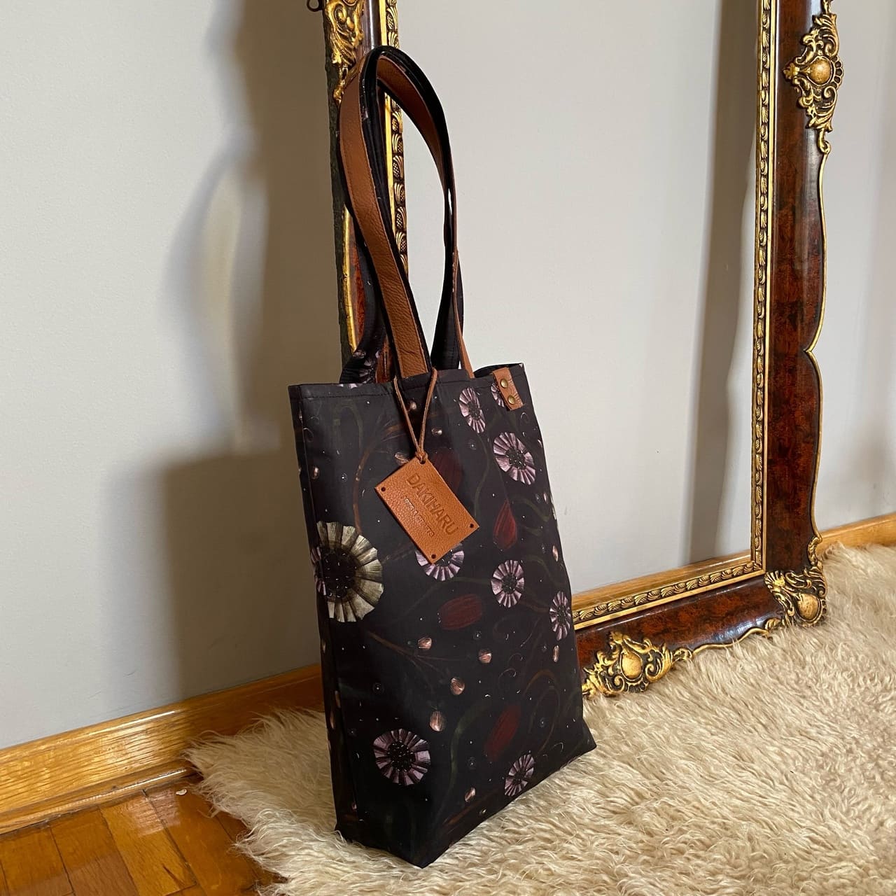 NIGHT FLOWERS, PURPLE - TOTE BAG